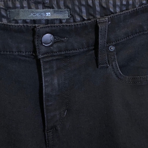 Joe’s Jeans “Flawless The Pheonix Ankle” black jeans with leather patch knees - Picture 4 of 8